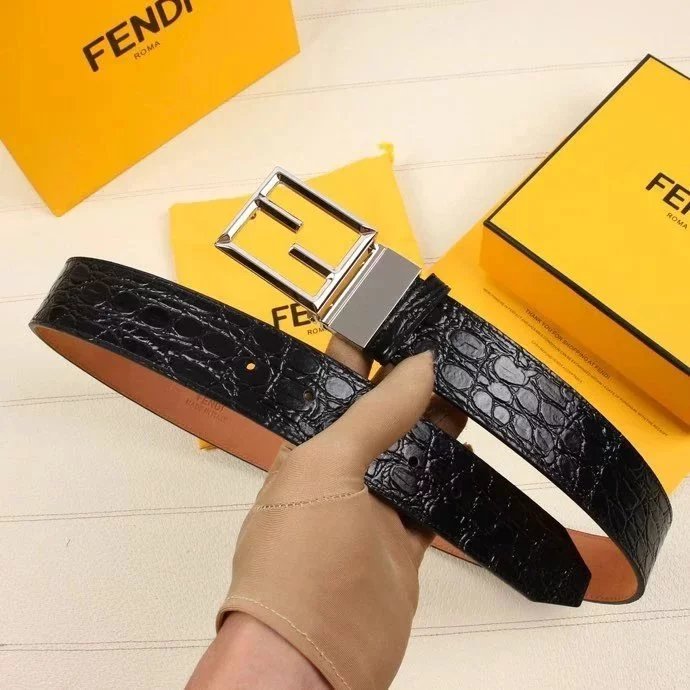 FENDI Belt Top version Belt Men's and Women's Belt Italy Imported Cowhide Leather Pure Original Leather Men's Belt Smooth Buckle Man's Belt Belt3.8cm Wide