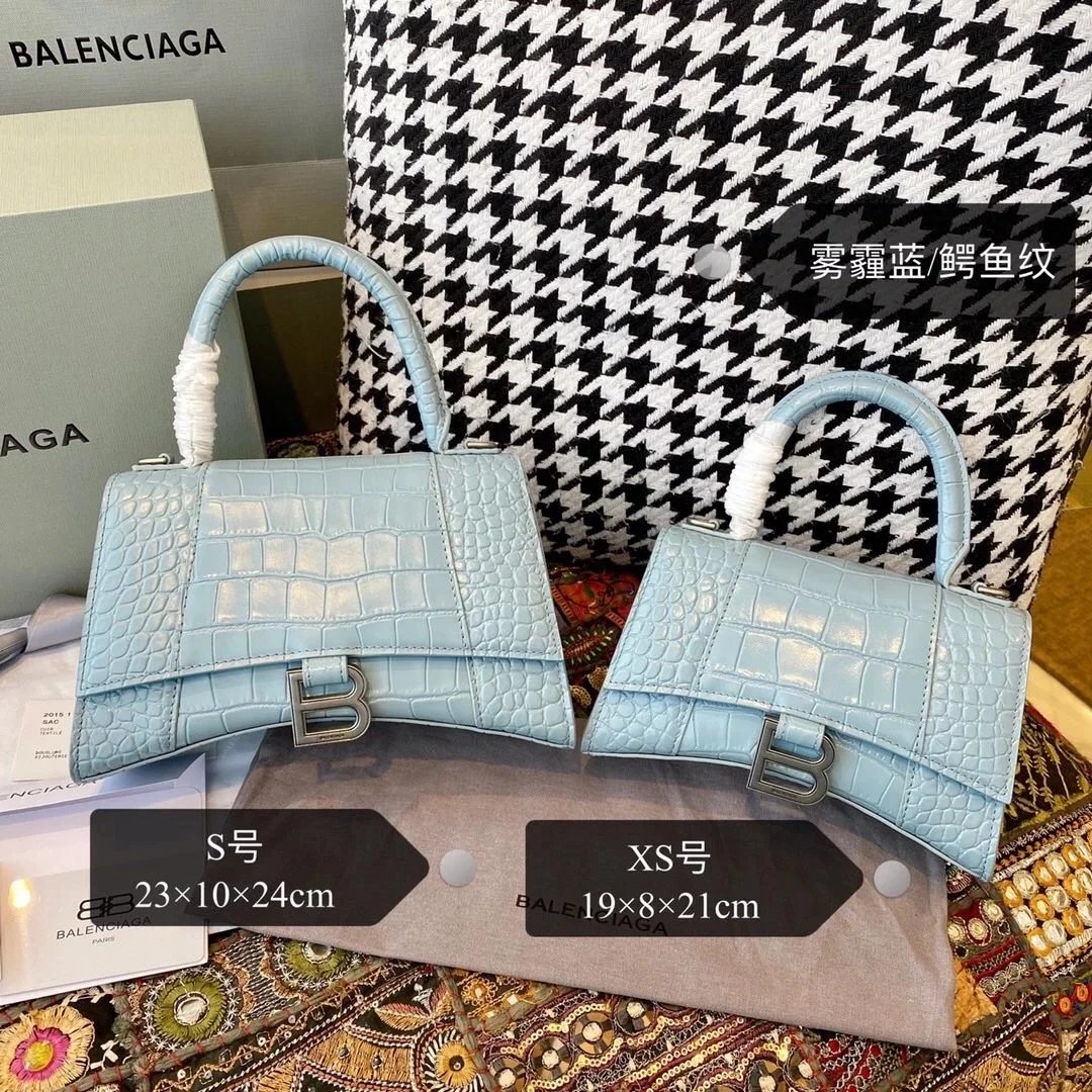 Balenciaga Bag Top version 【Level Surrogate Shopping】Hourglass Bag ahourglass Hourglass Bag Crocodile Leather Litchi Grain Cowhide XS No. S Women's Crossbody Bag