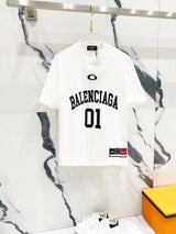 Balenciaga T-shirt Front and Back Basketball Number Printing logo round Neck Short Sleeve25ss New Pure Cotton Unisex Style T T-shirt OS Loose Fit Base Shirt Top Half Sleeve T-Shirt