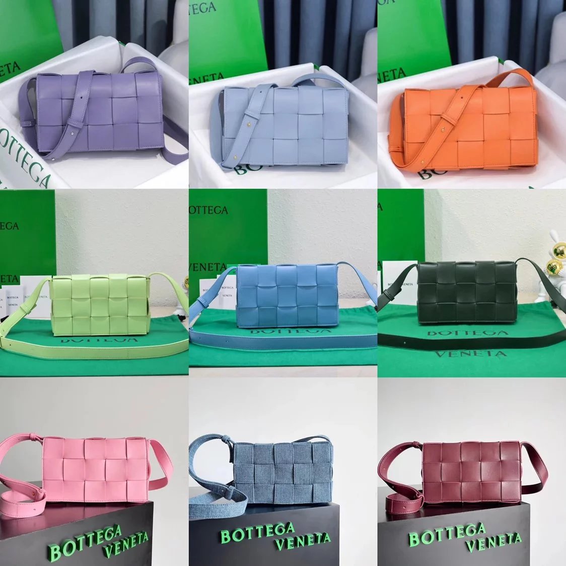 Bottega Veneta Women's Bag Top version 【Special Cabinet Version】Woven bag CROSSBODY Square Bag Pillow Bag（Lambskin）Rubik's cube bag Cassette15Plaid Woven Bag Original Leather Handbag Waist Bag Chest Bag Shoulder Messenger Bag Unisex Men's and Women's Bags