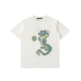 Louis Vuitton LV T-shirt Cartoon Dragon Pixel Print on the Chest logo round Neck Short Sleeve25ss New Pure Cotton Unisex Style T T-shirt OS Loose Fit Base Shirt Top Half Sleeve T-Shirt