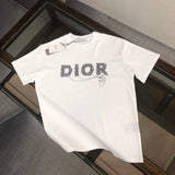 Dior T-shirt Chest Hand-Held Line Letter Print logo round Neck Short Sleeve25ss New pure cotton T Unisex T-Shirt OS Drop Shoulder Loose Fit Base Shirt Top T-Shirt Short Sleeve