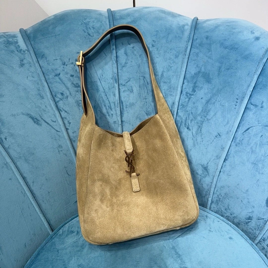 YSL Women's Bag Top version 【Super Original Leather】Park Caiying Same Style New LE5A7hobo Handbag Underarm Bag Handbag Vintage Shoulder Bag for Women Underarm Bag hobo Bag Underarm Bag Women's Bag Bucket Bag23New Autumn and Winter Suede Large Bucket Bag75