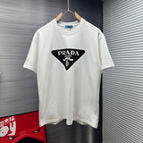 PRADA T-shirt Classic Chest Print logo round Neck Short Sleeve25ss New pure cotton T Unisex T-Shirt OS Drop Shoulder Loose Fit Base Shirt Top T-Shirt Short Sleeve