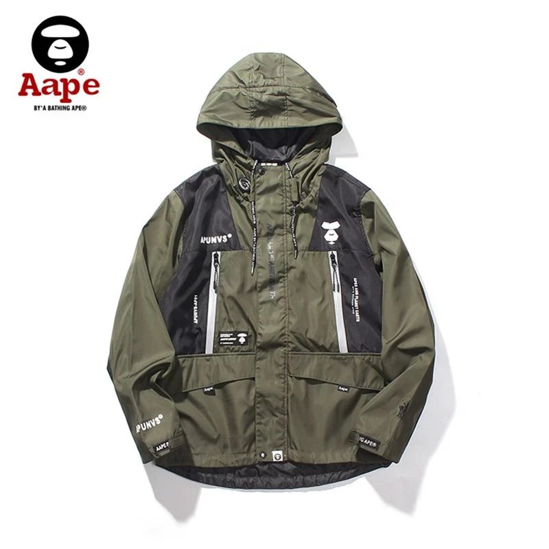 Bape Jackets Top Version Fashion Brand PE New Reflective Laser Stitching Anorak Men's and Women's Zipper Jacket Outdoor Jacket Coat