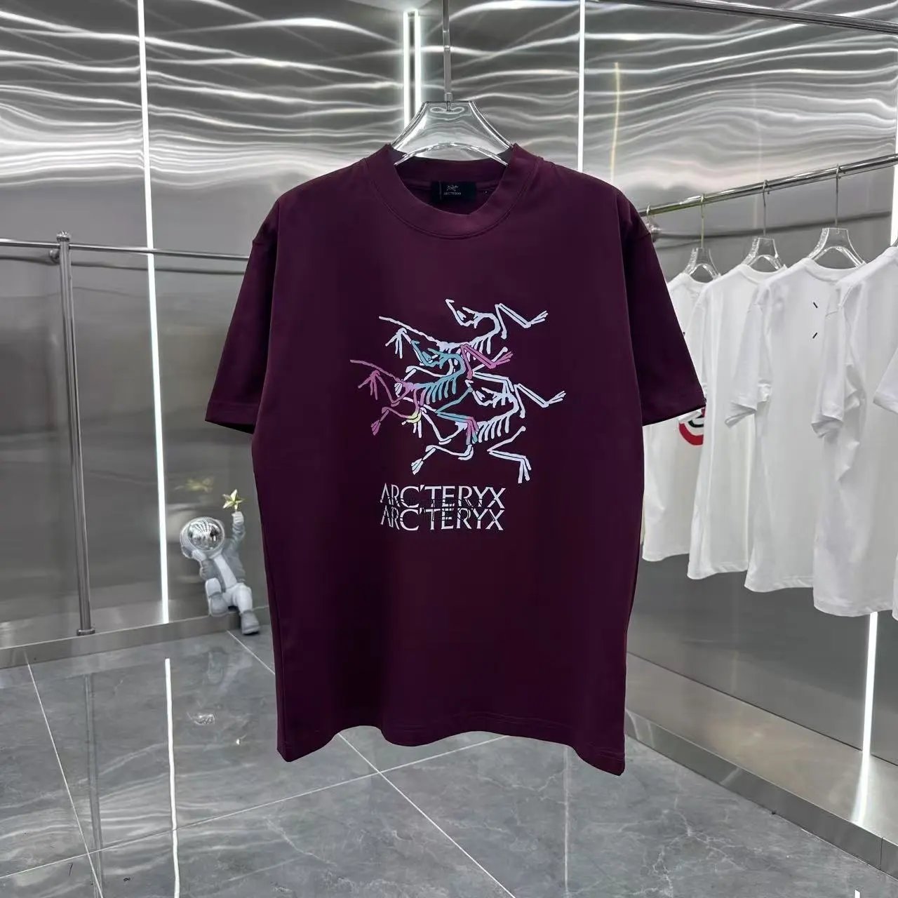 Arc'teryx T-shirt Colorful Three Birds Pattern Print on the Chest logo round Neck Short Sleeve25ss New Pure Cotton Unisex Style T T-shirt OS Loose Fit Base Shirt Half Sleeve T-Shirt Top Half Sleeve