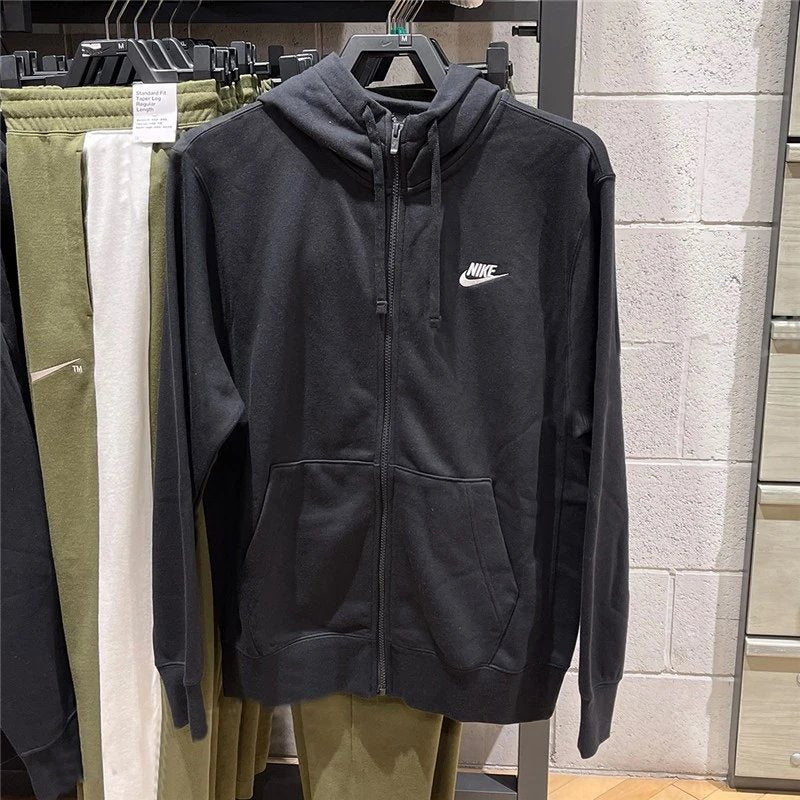 Nike Jackets Embroidered Hooded Small Hook Men's and Women's Running Sports Casual Knitted Jacket Cardigan Jacket BV2649