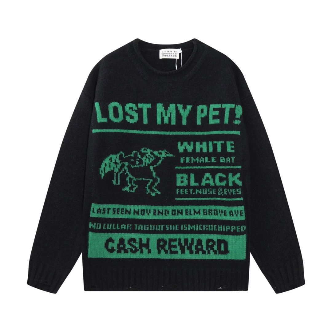 Maison Margiela Sweater Letter Knit Sweater Crew Neck Casual Loose Versatile Knitwear Os Unisex Inner Layer Design24ss Autumn and Winter New Products