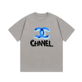 Chanel T-shirt Colorful Graffiti Letter Direct Print Logo round Neck Short Sleeve25ss New Pure Cotton Unisex Style T T-shirt OS Loose Fit Base Shirt Top Half Sleeve T-Shirt