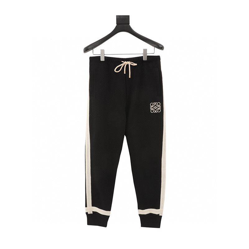 LOEWE Sweatpants Color Matching Weave Ribbon Logo Embroidery Suit Trousers Men and Women Same Style