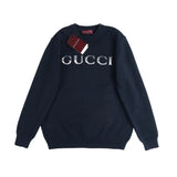 Gucci Sweater Chest logo Wool Crew Neck Sweater Long Sleeve Thickened Lazy Style OS Loose Fit Unisex Knit Top Jacket Versatile Casual Wearable Inside and Outside