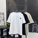 Burberry T-shirt Embroidery on the chest logo round Neck Short Sleeve25ss New Pure Cotton Unisex Style T T-shirt OS Loose Fit Base Shirt Top Half Sleeve T-Shirt