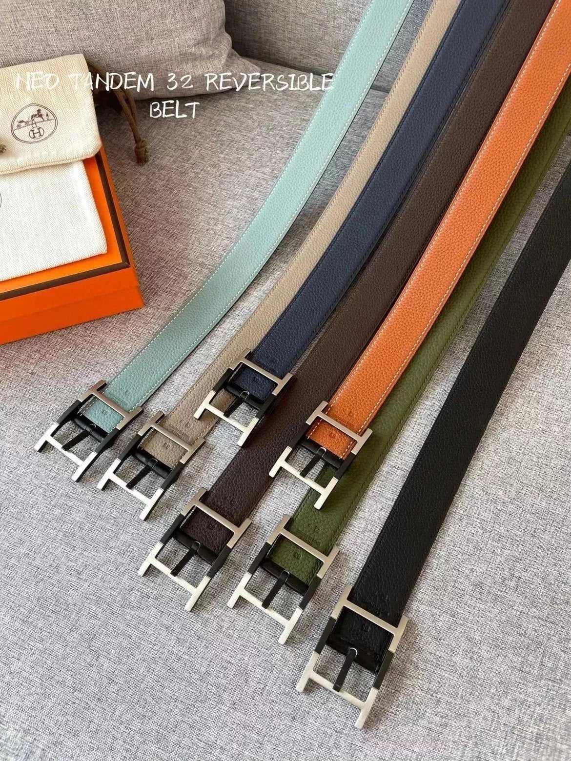 Hermes Belt Top version Men's and Women's Belt3.2cm Import togo Leather Can Be Used on Both Sides of the Belt Stainless Steel Hardware Men's Belt Pin Buckle H Belt Loop Business