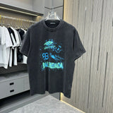 Balenciaga T-shirt Front and Back Color-Printed Letter Direct Injection Printing logo round Neck Short Sleeve25ss New pure cotton T Unisex T-Shirt OS Drop Shoulder Loose Fit Base Shirt Top T-Shirt Short Sleeve