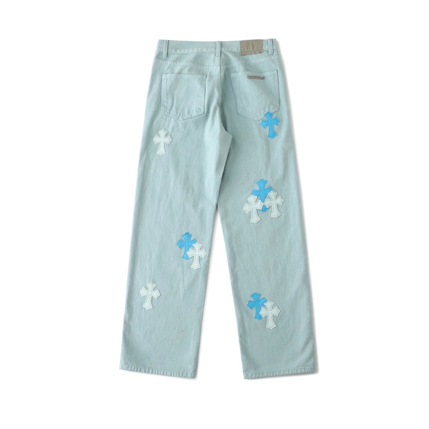 Chrome Hearts Jeans Front and back patch embellishments logo25ss Spring Summer New Straight Loose Slim Fit Jeans Unisex Long Pants