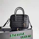 Bottega Veneta Women's Bag Top version Super Original Leather Plate Home2024Early Spring New Product GetAway Small Square Box Retro Fashion Bowling Bag Shoulder Crossbody Handbag Commute Leisure Fashionable All-Match Women Bag Bag Weight Lightweight