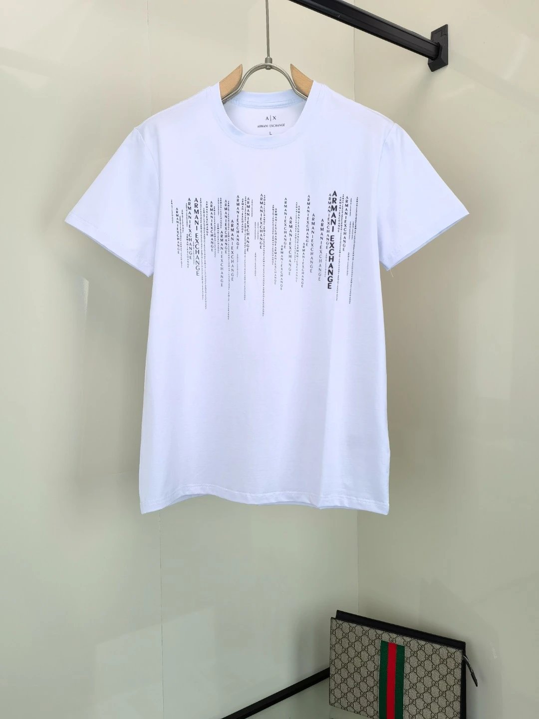 Armani T-shirt Chest Letter Pattern Print logo round Neck Short Sleeve25ss New Pure Cotton Unisex Style T Casual T-Shirt Base Layer Shirt OS Loose Fit Half Sleeve Top Plus Size