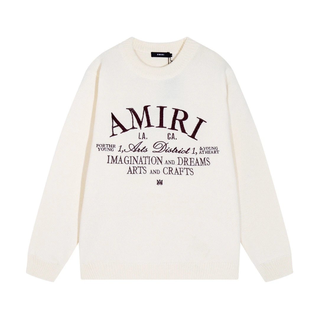 Amiri Hoodie 2024Autumn and Winter New Chest Embroidered Letter Pattern Knitted Sweater for Men and Women