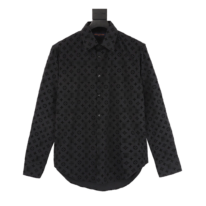 Louis Vuitton LV Shirt Shirt Flocking LOGO Long Sleeve Shirt for Men and Women