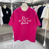 Dior T-shirt Chest Letter Print logo round Neck Short Sleeve25ss New Pure Cotton Unisex Style T Casual T-Shirt Base Layer Shirt OS Loose Fit Half Sleeve Top Plus Size