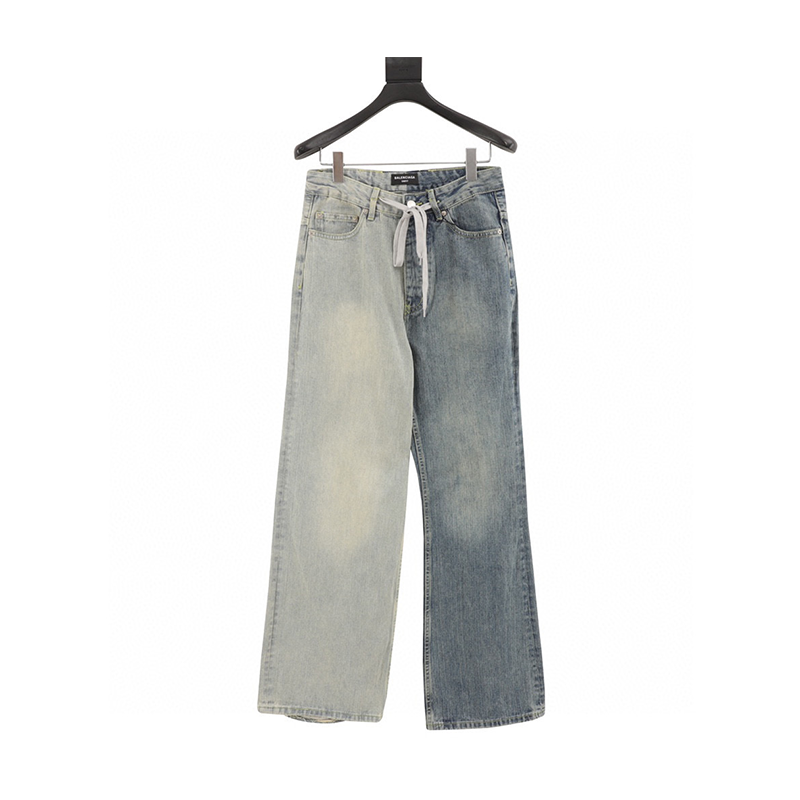 Balenciaga Jeans Autumn and Winter New Patchwork Denim Trousers Men and Women Same Style