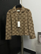 Gucci Jackets 24FW Double G Small Jacquard Lapel Long Sleeve Shirt Unisex Versatile Business Casual Slim Fit Jacket