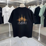 Amiri T-shirt Back Star Letters Printing logo round Neck Short Sleeve25ss New pure cotton T Unisex T-Shirt OS Loose Fit Base Shirt Top Half Sleeve T-Shirt