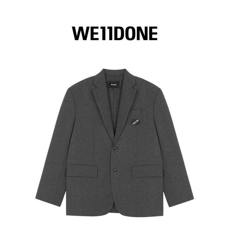 We11done Jackets Top Version Early Autumn Suit South Korea Fashion Brand Men and Women Popular Loose LOGO Solid Color Casual Suit Jacket INS