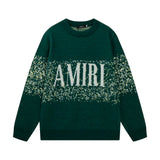 Amiri Sweater Classic logo Embroidered Jacquard Seahorse Wool Sweater Thickened Warm Pullover Crew Neck Knitwear os Knitted Inner Layer Unisex Same Style24ss Autumn and Winter New Products