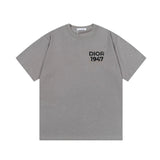 Dior T-shirt Chest CD Letters and Numbers1974Small Embroidery logo round Neck Short Sleeve25ss New Pure Cotton Unisex Style T Casual T-Shirt Base Layer Shirt OS Loose Fit Half Sleeve Top Plus Size
