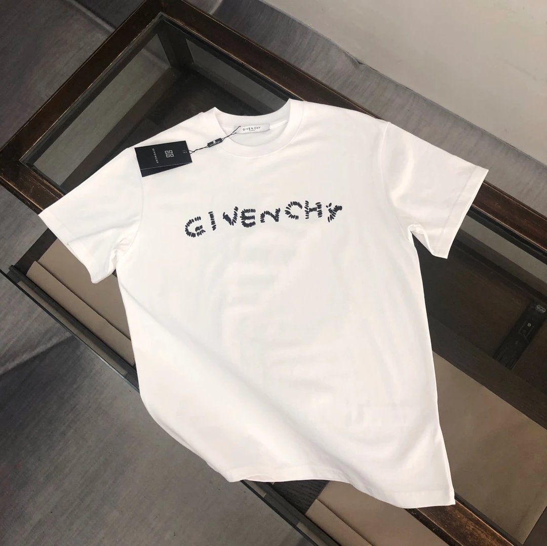 Givenchy T-shirt Chest Brand Letter Embroidery logo round Neck Short Sleeve25ss New pure cotton T Unisex T-Shirt OS Drop Shoulder Loose Fit Base Shirt Top T-Shirt Short Sleeve