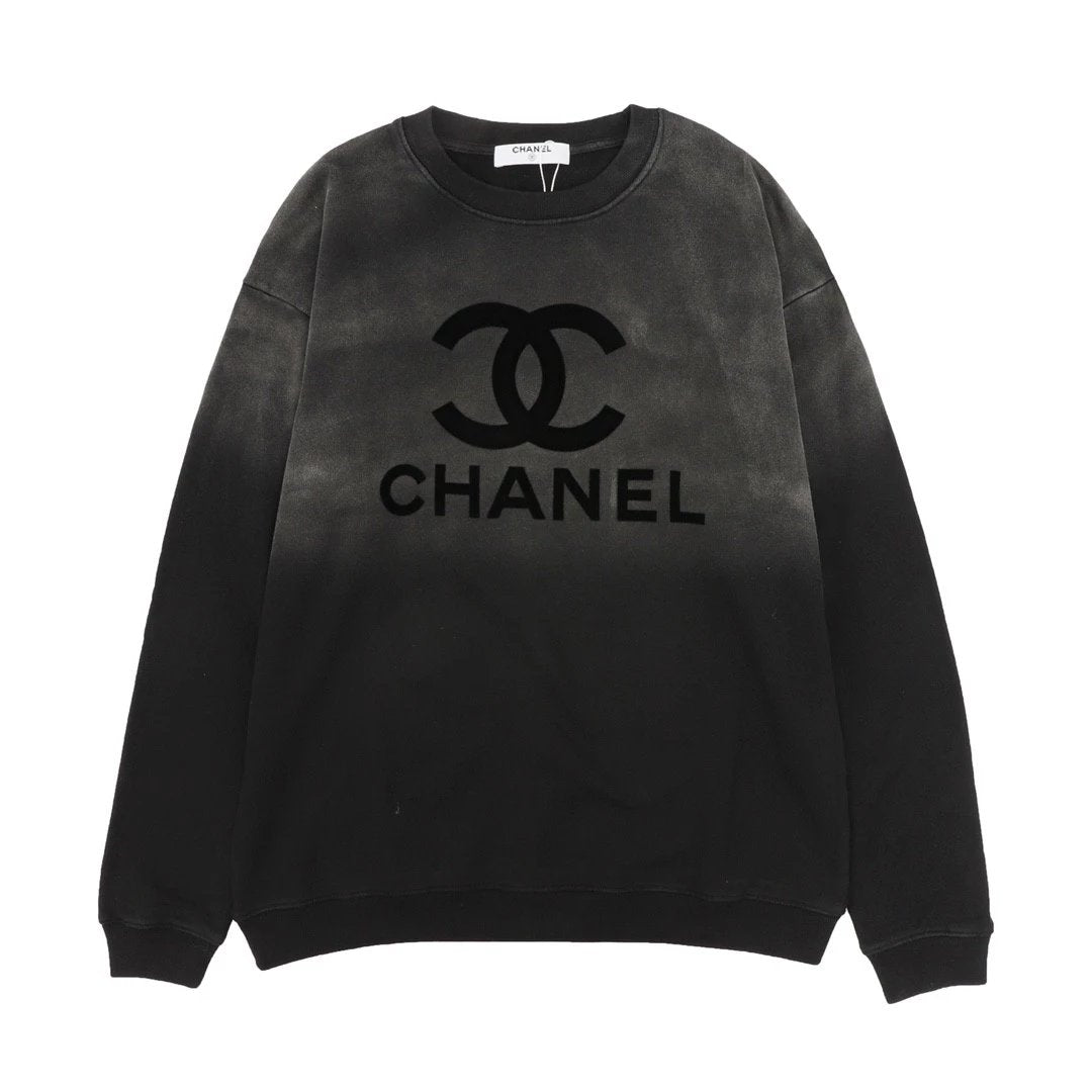 Chanel Hoodie Gradient Washed Flocking LOGO round Neck Sweater
size：S-L