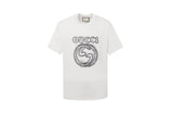 Gucci T-shirt Curved Letter Print Crew Neck Short Sleeve Pure Cotton T Unisex T-Shirt OS Loose Fit Base Shirt Summer New Casual Simple T-Shirt