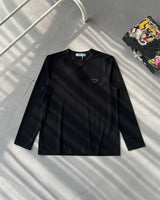 PRADA T-shirt Chest Triangle Emblem Embroidery logo round Neck Long Sleeve25ss New Pure Cotton Unisex Style T Casual T-Shirt Base Layer Shirt OS Loose Fit Half Sleeve Top Plus Size