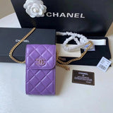 Chanel Women's Bag Top version 【New Arrivals】2022Children's New Ladies Phone Bag Shoulder Messenger Bag Women's Bag Durable and Ultra-Light Fabric Sheepskin Material Mobile Phone Bag2636