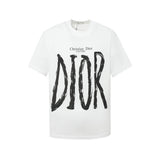 Dior T-shirt Letter Hand-drawn Print logo Round neck short-sleeve pure cotton T T-shirt OS Loose Fit Unisex Base Shirt Summer New Casual Simple T-Shirt