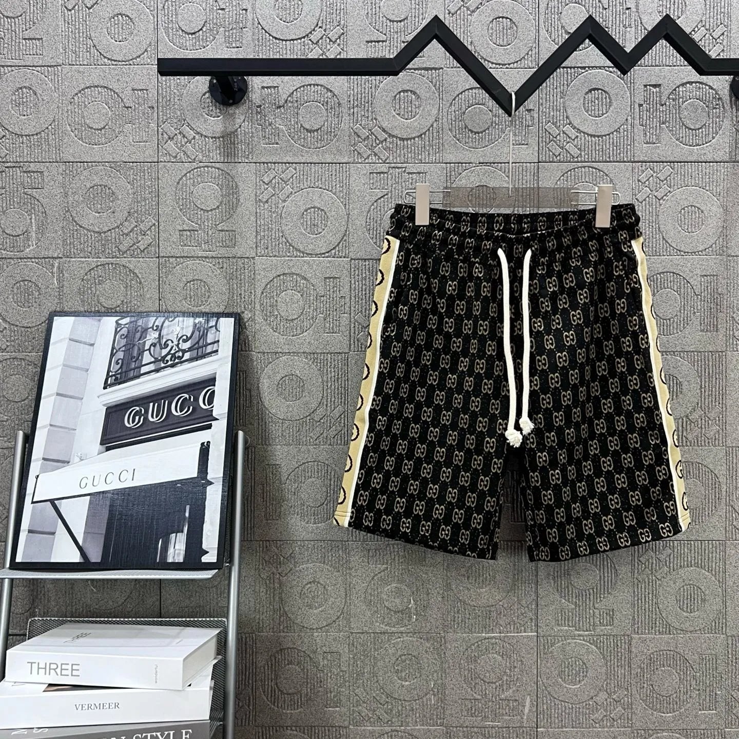 Gucci Shorts Full Print Double G Presbyopic Glasses with Double G Letter Ribbon logo Five-point Shorts25ss New Drawstring Casual Summer Pants5Two-in-One Casual Sweatpants for Men and Women, Pure Cotton Joggers