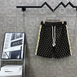 Gucci Shorts Full Print Double G Presbyopic Glasses with Double G Letter Ribbon logo Five-point Shorts25ss New Drawstring Casual Summer Pants5Two-in-One Casual Sweatpants for Men and Women, Pure Cotton Joggers