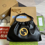 Gucci Women's Bag Top version 【Original Leather High Version】New Blondie Series Large Tote Bag Oversized Luggage Bag Mummy Bag Autumn and Winter Matte Leather Brown New Style Blondie Tote Shopping Bag747372