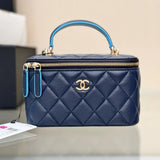 Chanel Women's Bag Top version 【Original Leather Upgraded Version】Home New24P New Color Box Bag Series Original Sheepskin Bag Lipstick Pack Cosmetic Bag Small Box Bag Box Bag Intrazone Mirror Bag Style New Women Bag Handle Box Bag Leisure Bag Shoulder Bag