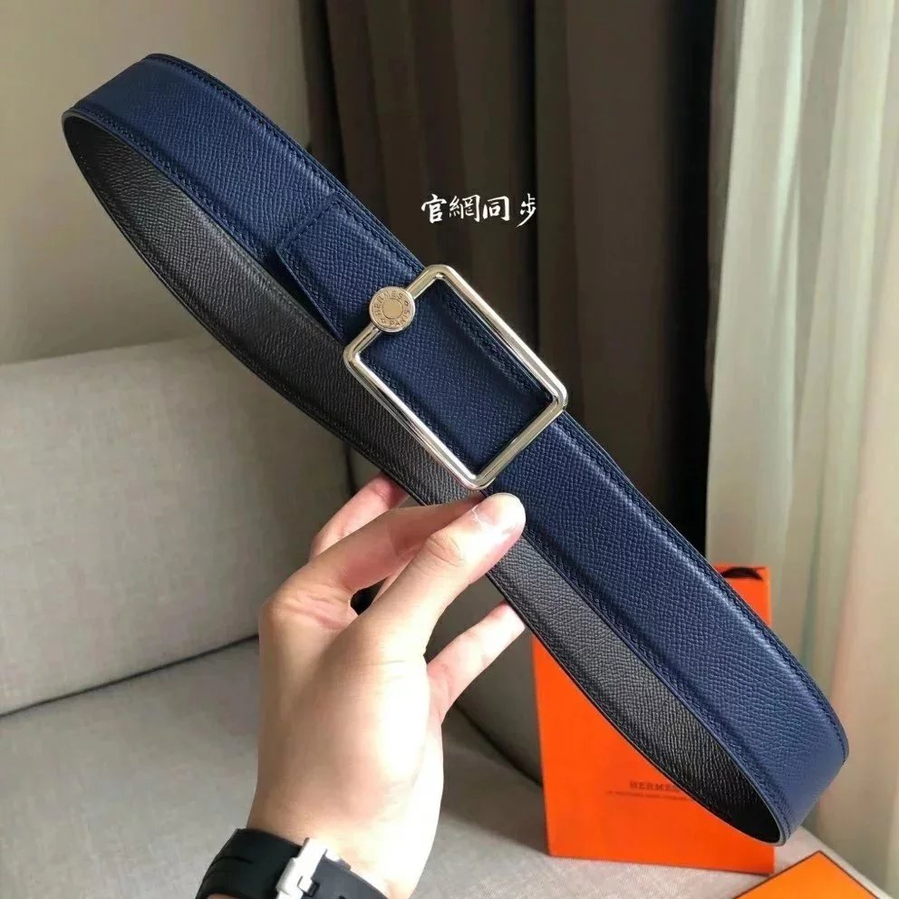 Hermes Belt Top version Men H Buckle Leather Calfskin Business Casual Double-Sided Available Belt