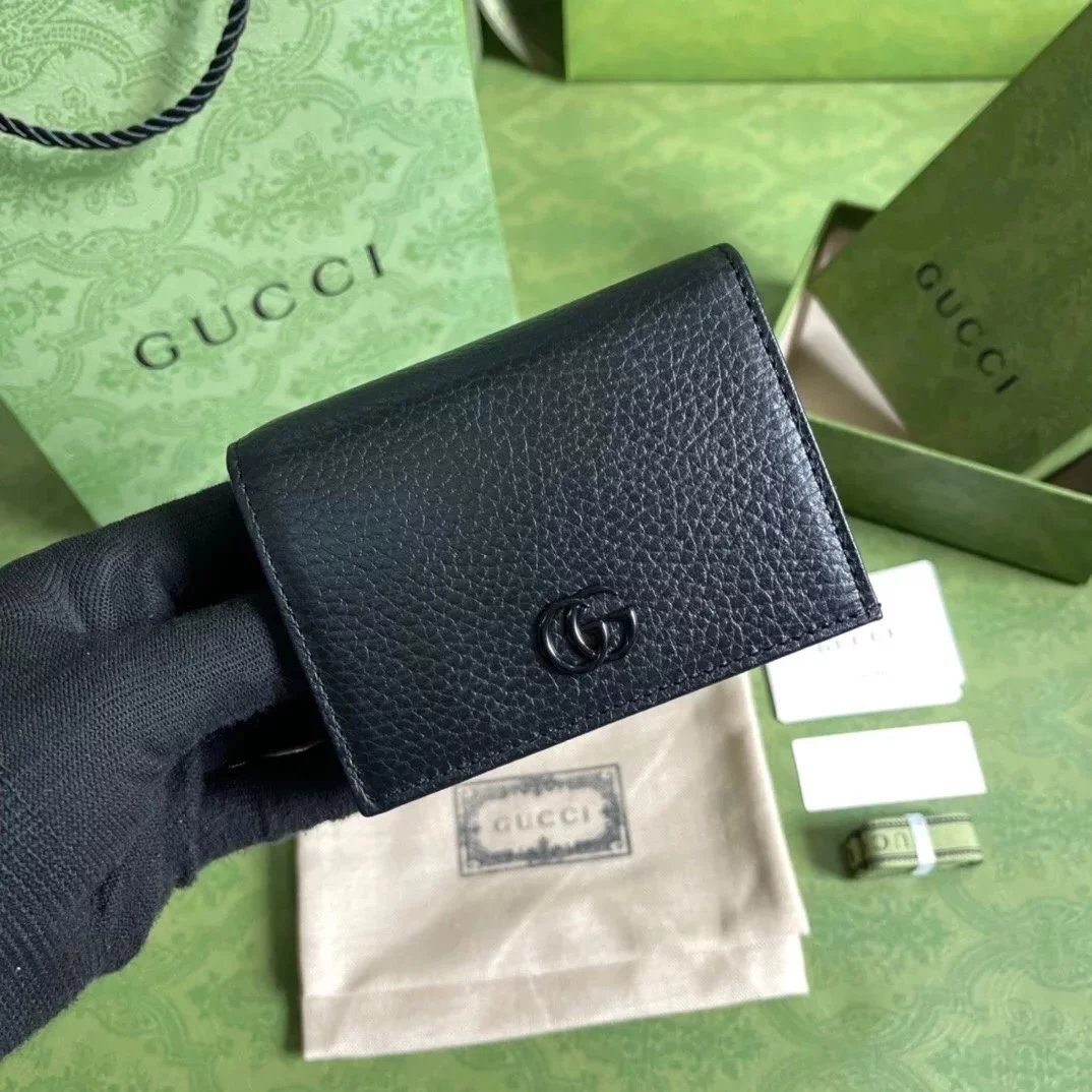 Gucci Wallet Top version 【Original Leather】2022New Wallet Marmont Series Card Holder Cowhide Short Wallet Wallet Men's and Women's Wallet456126