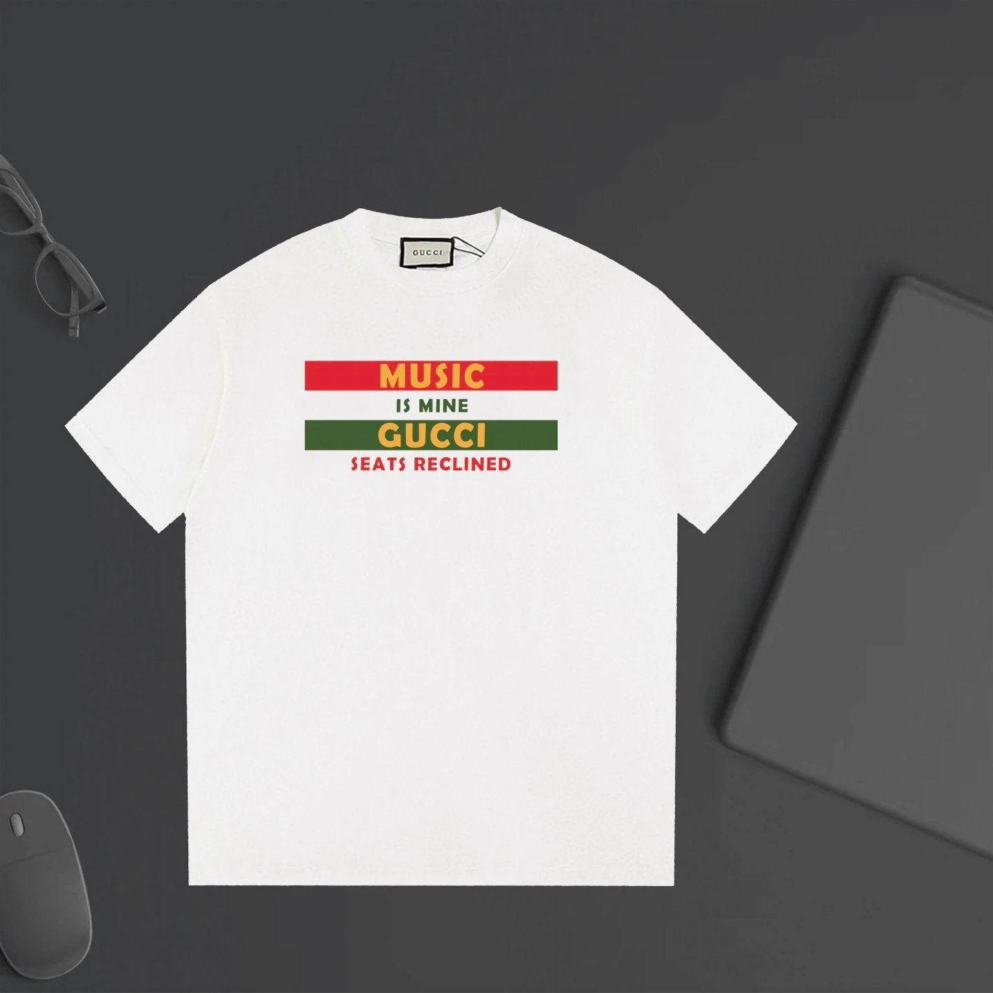 Gucci T-shirt Chest Letter Print logo round Neck Short Sleeve25ss New Pure Cotton Unisex Style T Casual T-Shirt Base Layer Shirt OS Loose Fit Half Sleeve Top Plus Size