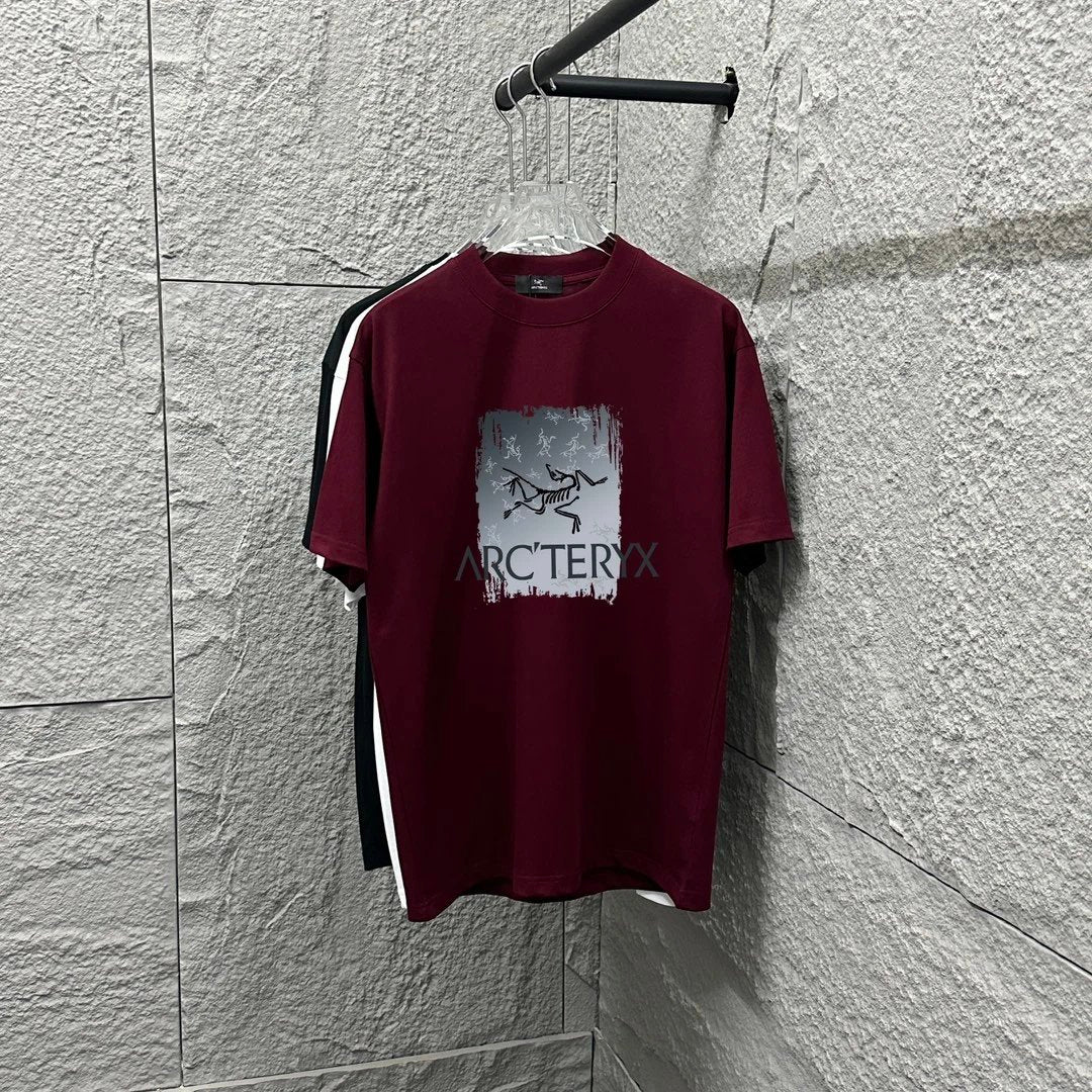 Arc'teryx T-shirt Chest Letter Skeleton Print logo round Neck Short Sleeve25ss New Pure Cotton Unisex Style T T-shirt OS Loose Fit Base Shirt Top Half Sleeve T-Shirt