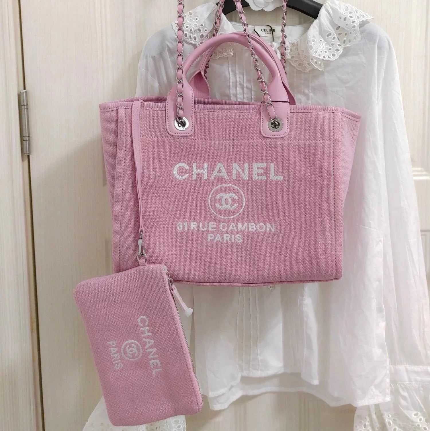 Chanel Women's Bag Top version 【Original High-Definition Version】22s Spring and Summer Series Beach Bag Shopping Bag Handbag Mummy Bag Tote Bag Beach Bag Mother and Child Bag with Small Coin Purse2022New Color