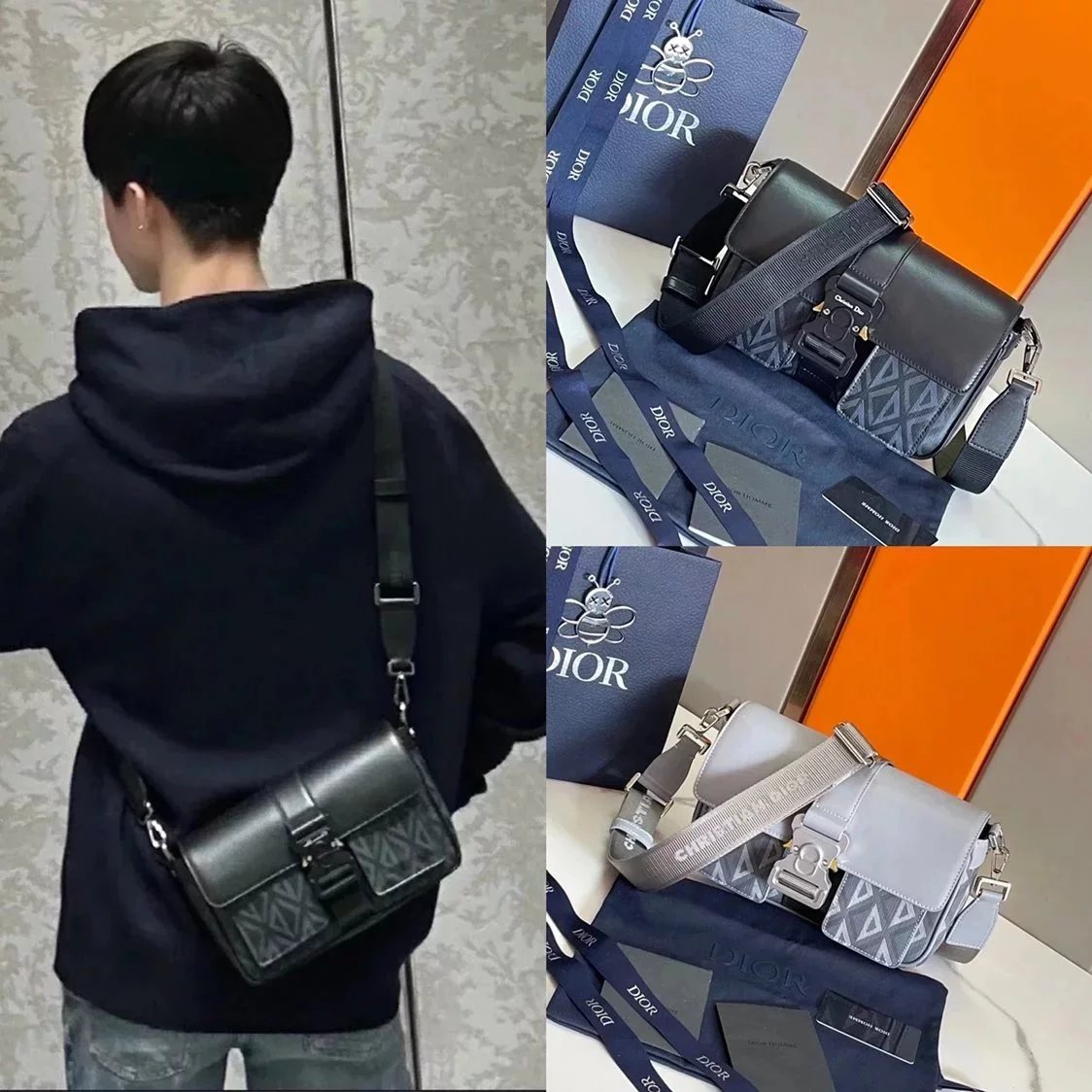 Dior Men's Bag Top version 【Ceiling Level Surrogate Shopping】2023New Dijia Diamond Pattern Original Canvas+Cowhide HITTHEROAD Handbag Men's Chest Bag Dijia Men's Messenger Bag Messenger Bag Shoulder Bag Messenger Bag Couple Men's and Women's Bag