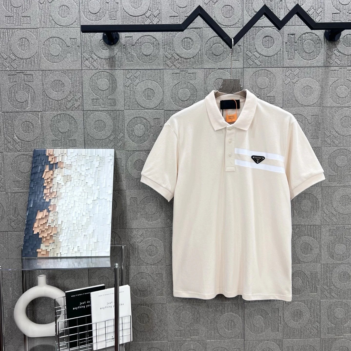 PRADA T-shirt Chest Triangle Logo Letter Patchwork logoPOLO Short Sleeve Turn-down Collar Shirt Unisex Summer Loose Fit T Business Commuter Short Sleeve Shirt Plus Size