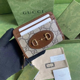 Gucci Wallet Top version 【Original Leather】Men's and Women's Mini Purse Card Holder Horsebit Buckle Short Wallet Wallet Men's Wallet Women's Wallet Short Wallet1955Series Short Card Holder621887