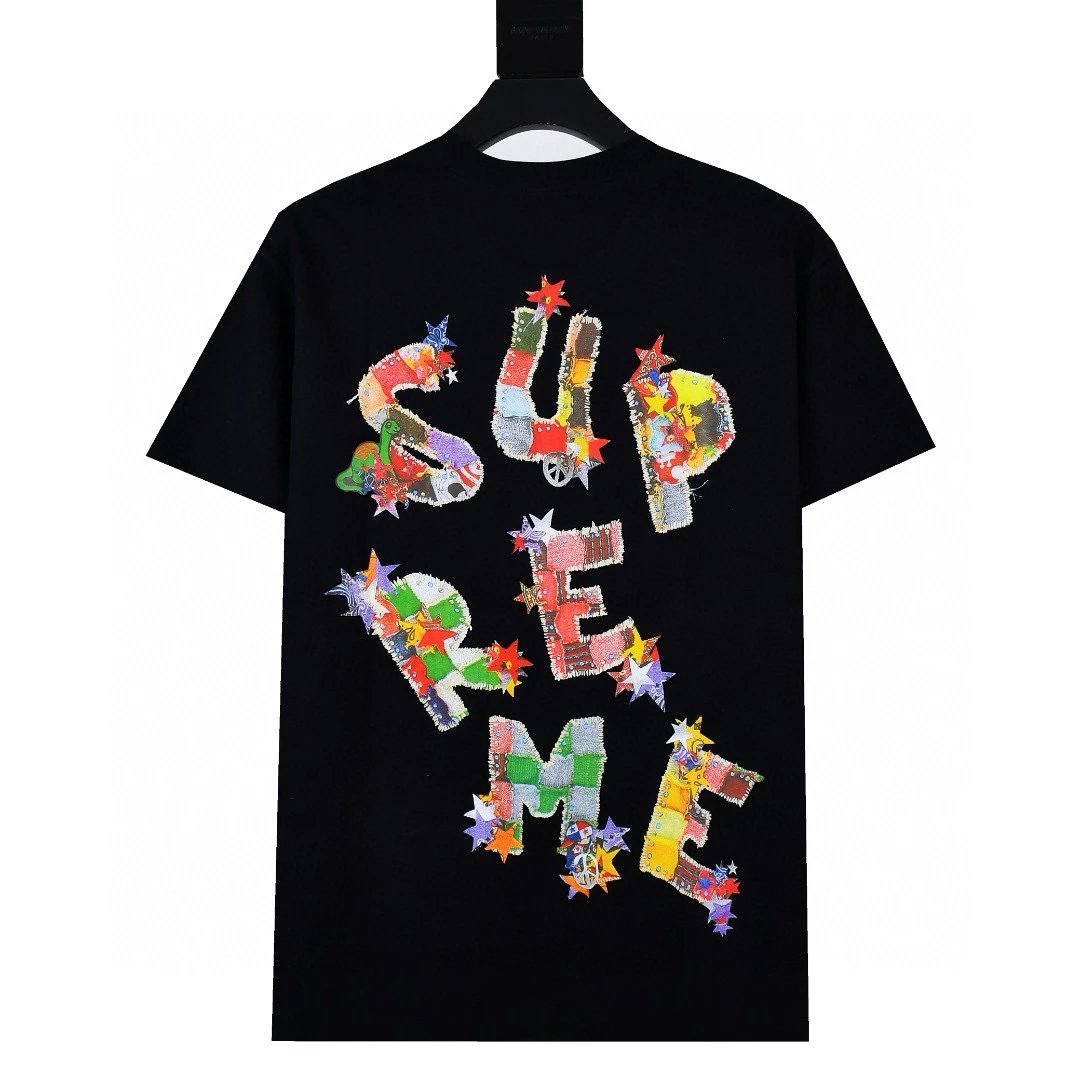 Supreme T-shirt Top Version Counter Same Style Pure Cotton Summer Men's and Women's Same Fashion Loose All-Matching2024New Short Sleeve T T-shirt