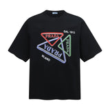 PRADA T-shirt Chest Three-Color Triangle Logo Print logo round Neck Short Sleeve25ss New Pure Cotton Unisex Style T T-shirt OS Loose Fit Base Shirt Short Sleeve Top T-Shirt